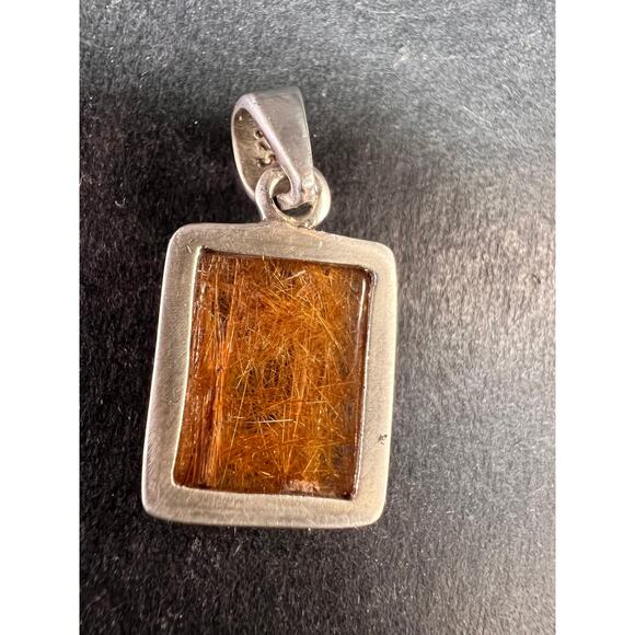 Vintage Nature Company Copper Rutilated Quartz Pendant 925 Sterling Silver - Picture 5 of 16